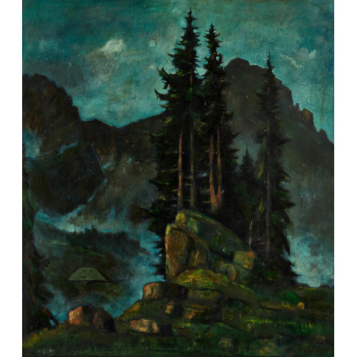 WALTER KREBS : Gebirgslandschaft mit Tannen (DOBIASCHOFSKY AUKTIONEN AG)