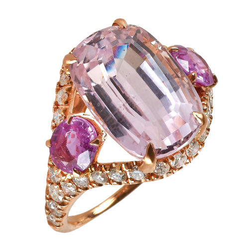 KUNZIT-SAPHIR-DIAMANT-RING : (DOBIASCHOFSKY AUKTIONEN AG)