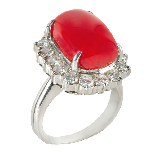 KORALLEN-DIAMANT-RING : (DOBIASCHOFSKY AUKTIONEN AG)