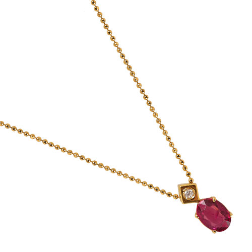 RUBIN-DIAMANT-ANH�NGER MIT KETTE : (DOBIASCHOFSKY AUKTIONEN AG)