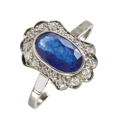 SAPHIR-DIAMANT-RING : (DOBIASCHOFSKY AUKTIONEN AG)