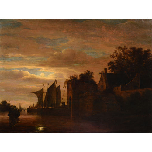 17. JH. HOLLAND : Flusslandschaft im Mondschein (DOBIASCHOFSKY AUKTIONEN AG)