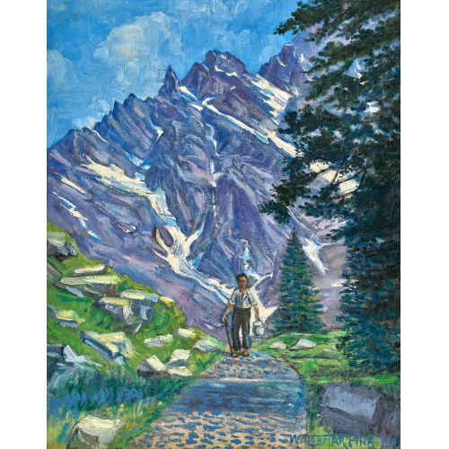 WALDEMAR THEOPHIL FINK : Sommerlicher Bergweg mit �lpler (DOBIASCHOFSKY AUKTIONEN AG)