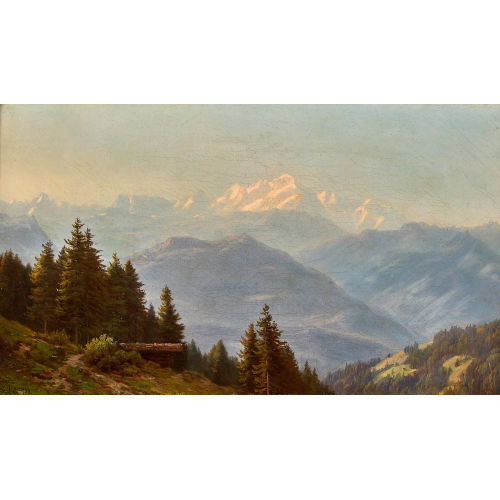 JEAN PHILIPPE GEORGE-JULLIARD : Vue sur le Mont-Blanc et la vall�e de l'Arve (DOBIASCHOFSKY AUKTIONEN AG)