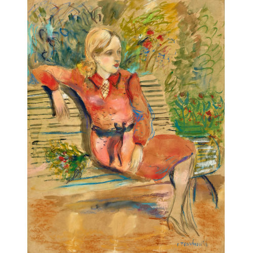 CONSTANTIN TERECHKOVITCH : Sitzende Frau mit Blumenstrauss (DOBIASCHOFSKY AUKTIONEN AG)
