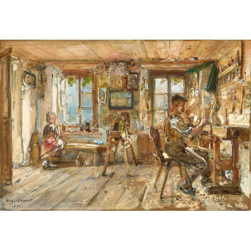 HENRI L�OPOLD GIRARDET : Holzbildhauer an der Werkbank (DOBIASCHOFSKY AUKTIONEN AG)