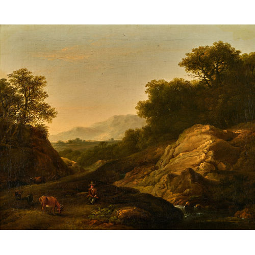 19. JH. DEUTSCHLAND : Landschaft mit Hirten und Vieh (DOBIASCHOFSKY AUKTIONEN AG)