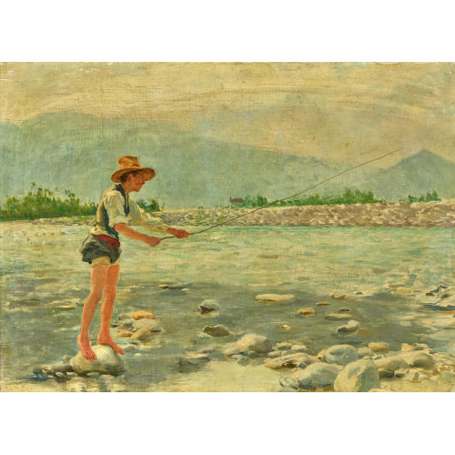 CARL ERNST VON STETTEN : 'Jeune p�cheur � la ligne au Tessin' (DOBIASCHOFSKY AUKTIONEN AG)