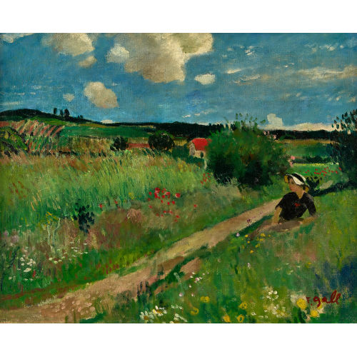 FRAN�OIS GALL : Femme dans un champ de fleurs (DOBIASCHOFSKY AUKTIONEN AG)