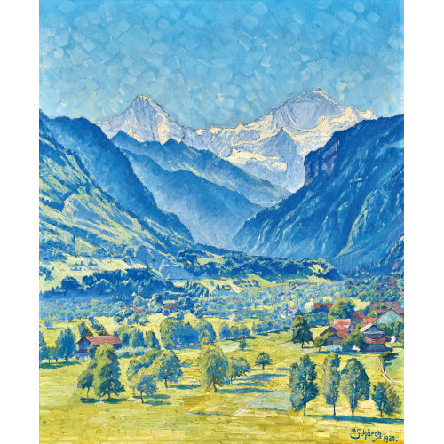 PAUL SCH�RCH : Sommerliches Tal mit M�nch und Jungfrau (DOBIASCHOFSKY AUKTIONEN AG)