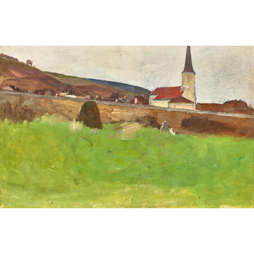 GUSTAVE JEANNERET : Landschaft mit Kirche (DOBIASCHOFSKY AUKTIONEN AG)