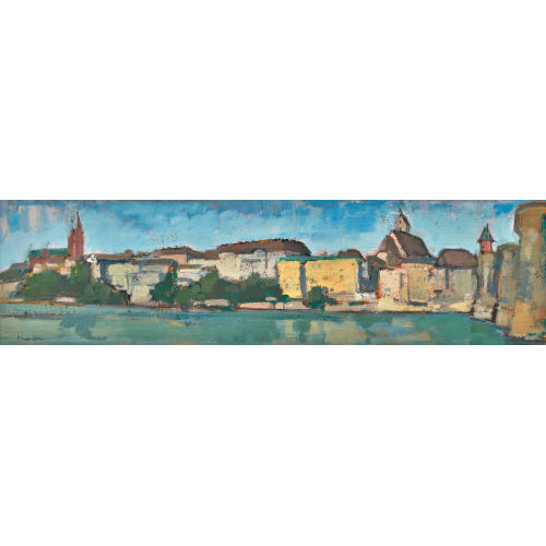 KARL MOOR : Blick auf Basel am Rhein (DOBIASCHOFSKY AUKTIONEN AG)