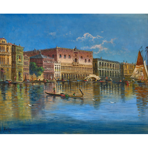 L. (EIGTL. KAUFMANN BERTINI : Gondeln vor dem Dogenpalast in Venedig (DOBIASCHOFSKY AUKTIONEN AG)