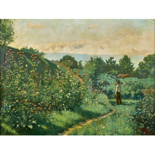 JEAN-DANIEL IHLY : G�rtner in Sommerlandschaft (DOBIASCHOFSKY AUKTIONEN AG)