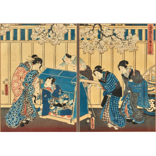KUNISADA (TOYOKUNI III) UTAGAWA : Diptychon (DOBIASCHOFSKY AUKTIONEN AG)