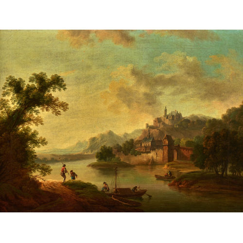 19. JH. FL�MISCH : Flusslandschaft mit Burg und Staffage (DOBIASCHOFSKY AUKTIONEN AG)