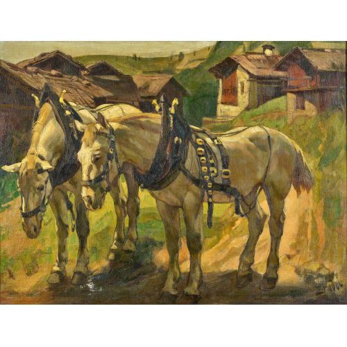 ERNST II HODEL : 'Pferde nach der Arbeit' (DOBIASCHOFSKY AUKTIONEN AG)