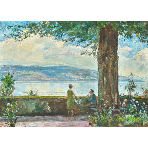 ALFRED MARXER : Auf der Baumbank an der Seepromenade (DOBIASCHOFSKY AUKTIONEN AG)
