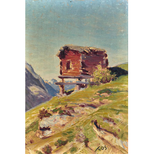 ALBERT HENRY JOHN GOS : Walliser Stadel auf der Alp (DOBIASCHOFSKY AUKTIONEN AG)