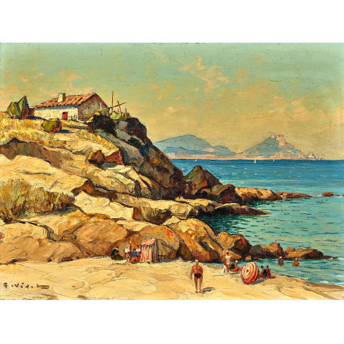 GUSTAVE VIDAL : 'Petite plage environs d'Aygulf' (DOBIASCHOFSKY AUKTIONEN AG)