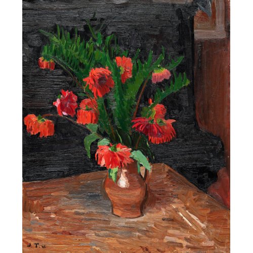 JOHN TORCAPEL : 'Dahlias rouges' (DOBIASCHOFSKY AUKTIONEN AG)