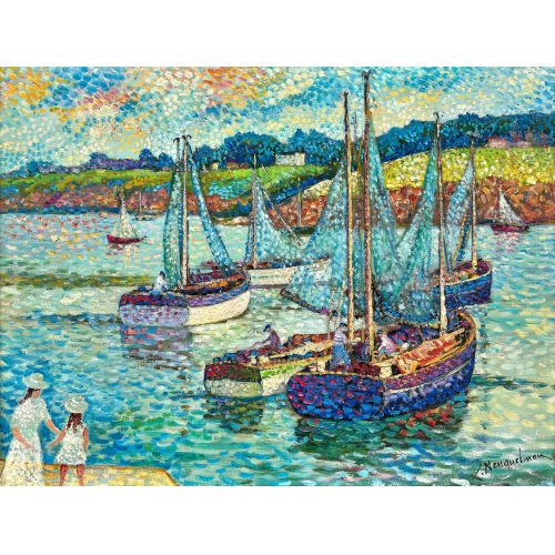 LUCIEN NEUQUELMAN : 'D�part des p�cheurs � Douarnenez' (DOBIASCHOFSKY AUKTIONEN AG)