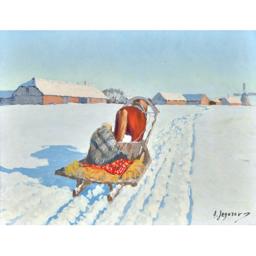 ANDREI AFANASIEVICH JEGOROV : Sonnige Winterlandschaft mit Pferdeschlitten (DOBIASCHOFSKY AUKTIONEN AG)