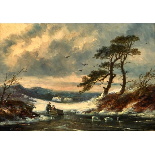 FERDINAND CARL SIERIG : Winterlandschaft mit Eisschlitten (DOBIASCHOFSKY AUKTIONEN AG)