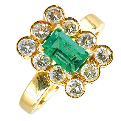 SMARAGD-BRILLANT-RING : (DOBIASCHOFSKY AUKTIONEN AG)