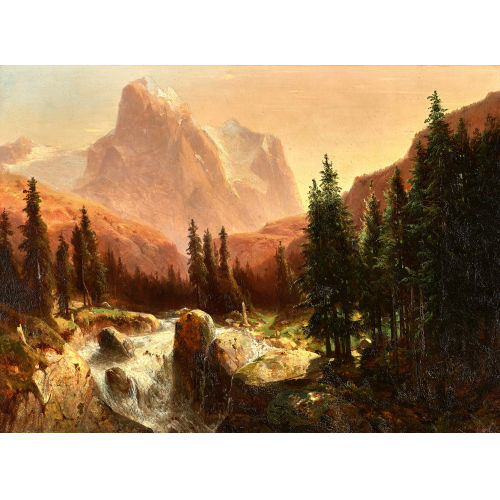 ALEXANDRE CALAME : Rosenlaui mit Wellhorn und Wetterhorn (DOBIASCHOFSKY AUKTIONEN AG)
