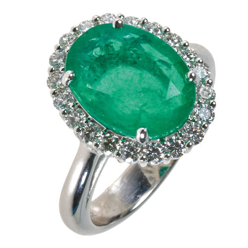 SMARAGD-DIAMANT-RING : (DOBIASCHOFSKY AUKTIONEN AG)