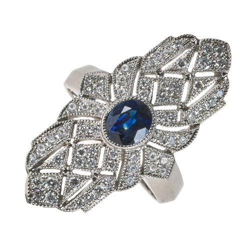 SAPHIR-DIAMANT-RING : (DOBIASCHOFSKY AUKTIONEN AG)