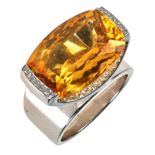 CITRIN-DIAMANT-RING : (DOBIASCHOFSKY AUKTIONEN AG)