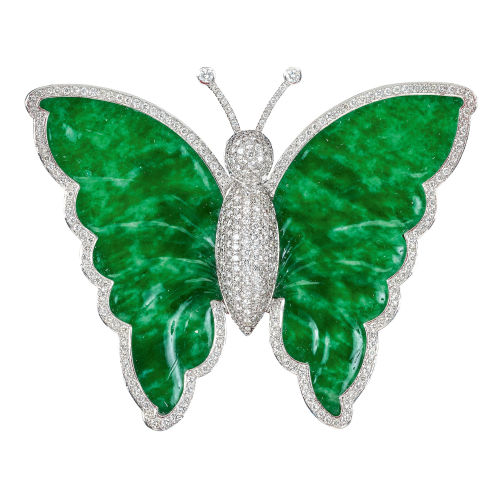 JADE-DIAMANT-BROSCHE : (DOBIASCHOFSKY AUKTIONEN AG)