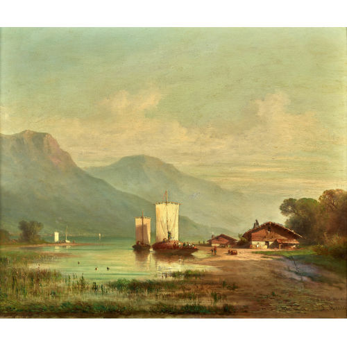 LOUIS MENNET : Vierwaldst�ttersee mit Segelschiffen (DOBIASCHOFSKY AUKTIONEN AG)