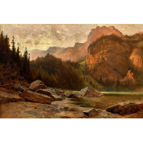 GUSTAVE EUG�NE CASTAN : Erster Sonnnenstrahl am Bergsee (DOBIASCHOFSKY AUKTIONEN AG)