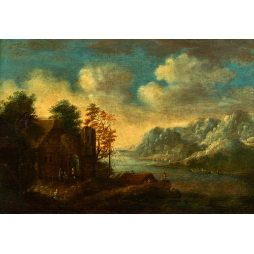 CHRISTIAN GEORG I SCH�TZ : Rheinlandschaft mit Geh�ft und Boot (DOBIASCHOFSKY AUKTIONEN AG)