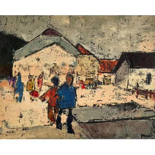 WALTER MAFLI : Belebter Dorfplatz (DOBIASCHOFSKY AUKTIONEN AG)