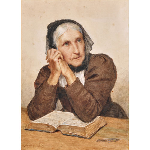 ALBERT ANKER : �ltere Frau mit aufgeschlagenem Buch (DOBIASCHOFSKY AUKTIONEN AG)