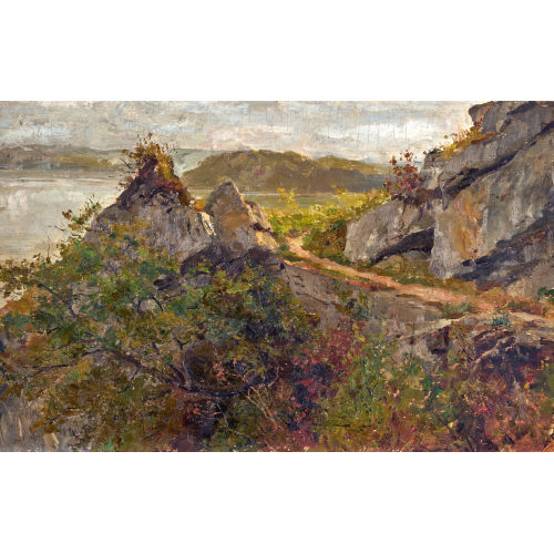 ALBERT ANKER : 'Landschaftsstudie zu: Pilgerzug bei Ligerz' (DOBIASCHOFSKY AUKTIONEN AG)