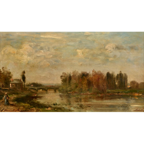 EDMOND CHARLES RENAULT : Flusslandschaft mit B�uerin (DOBIASCHOFSKY AUKTIONEN AG)