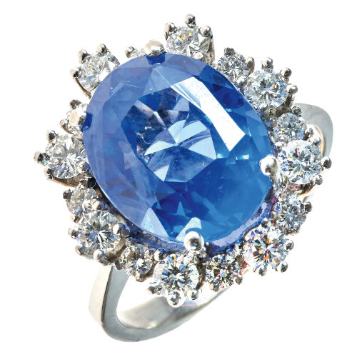 SAPHIR-BRILLANT-RING : (DOBIASCHOFSKY AUKTIONEN AG)