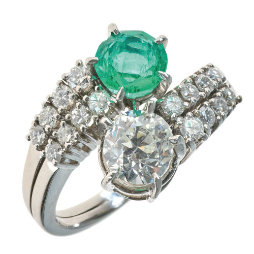 SMARAGD-BRILLANT-RING : (DOBIASCHOFSKY AUKTIONEN AG)