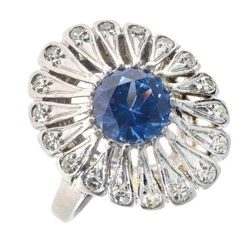 SAPHIR-DIAMANT-RING : (DOBIASCHOFSKY AUKTIONEN AG)