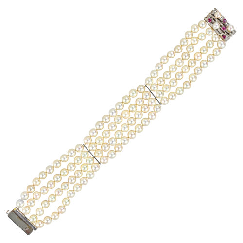 PERLEN-RUBIN-BRACELET : (DOBIASCHOFSKY AUKTIONEN AG)