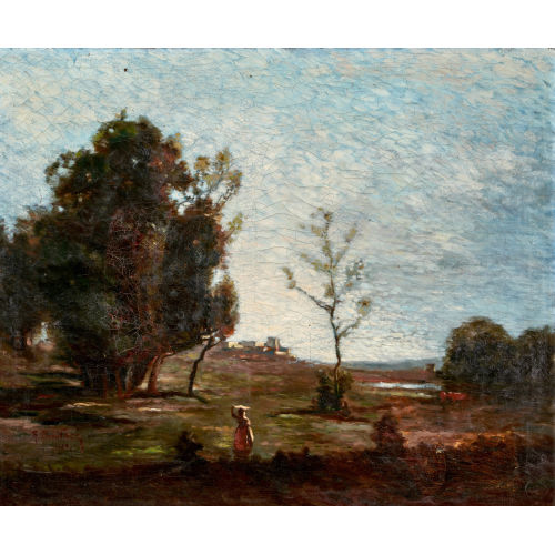 20. JH. FRANKREICH : Sonnige Landschaft mit B�uerin (DOBIASCHOFSKY AUKTIONEN AG)