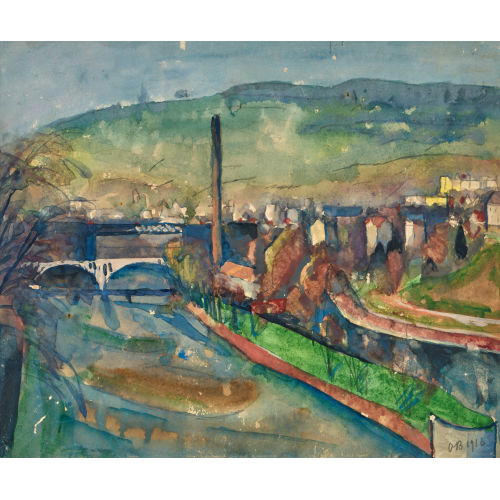 OTTO BAUMBERGER : Ansicht einer Stadt am Fluss (DOBIASCHOFSKY AUKTIONEN AG)