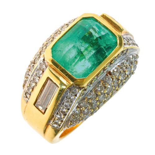 SMARAGD-DIAMANT-RING : (DOBIASCHOFSKY AUKTIONEN AG)