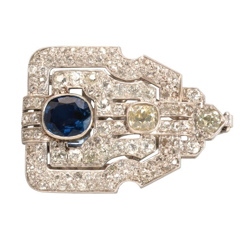 SAPHIR-DIAMANT-BROSCHE : (DOBIASCHOFSKY AUKTIONEN AG)