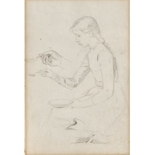 ALBERT ANKER : M�dchen mit Suppenschale und Suppenl�ffel (DOBIASCHOFSKY AUKTIONEN AG)